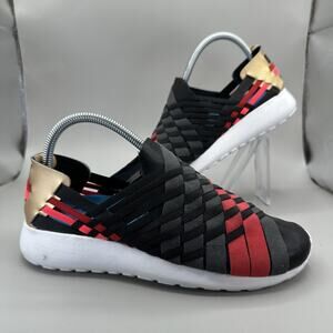 Nike Roshe Woven N7 Shoes Womens Size 7.5 Black Red Gold Slip On 700909-068